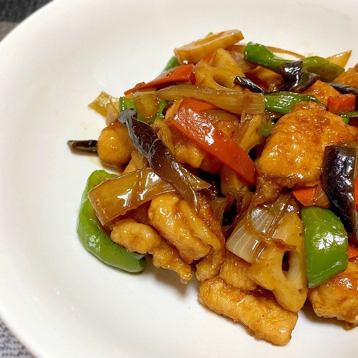 柔らか*鶏ムネ肉と野菜のピリ辛炒め